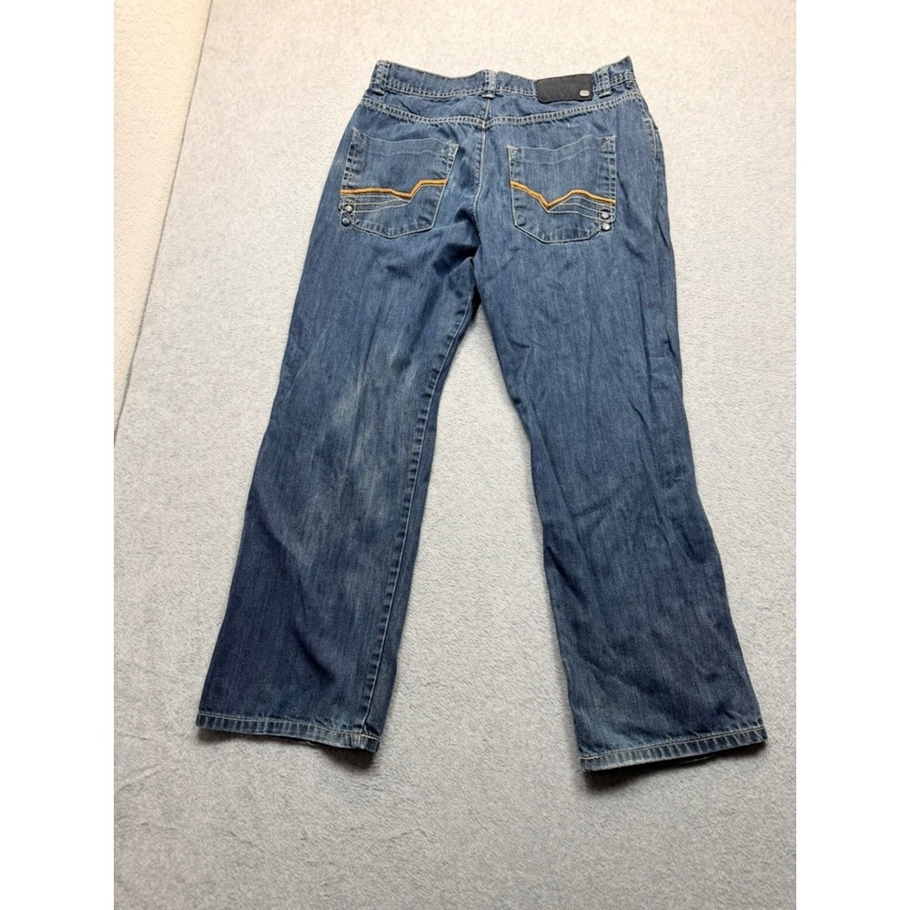 Ecko Unltd Mens Blue Denim Jeans Straight Relaxed Fit Streetwear Size 34x31